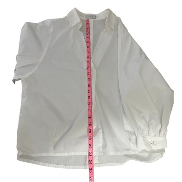 Weill Paris Cotton Popover Top Button Back White Size S/M Classic Effortless - Picture 7 of 8